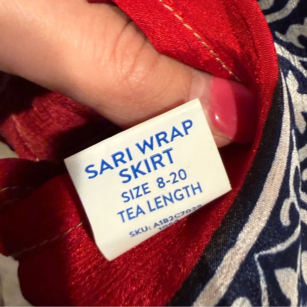Darn Good Yarn Sari Wrap Red Skirt FLAWED - Picture 6 of 11